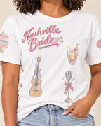 Nashville Bride Doodles T-shirt, close-up