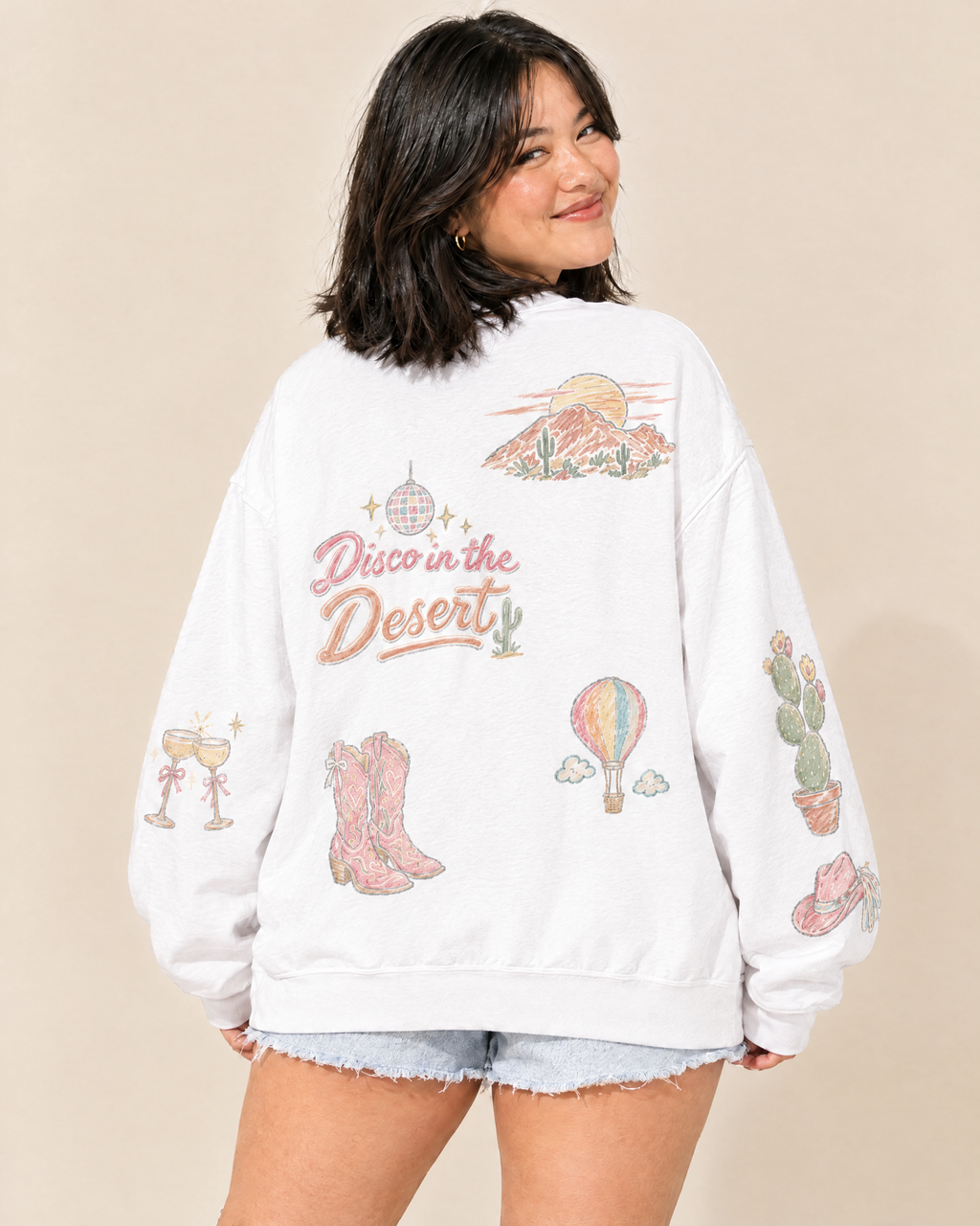 Scottsdale Bride Doodles Sweatshirt, worn back view