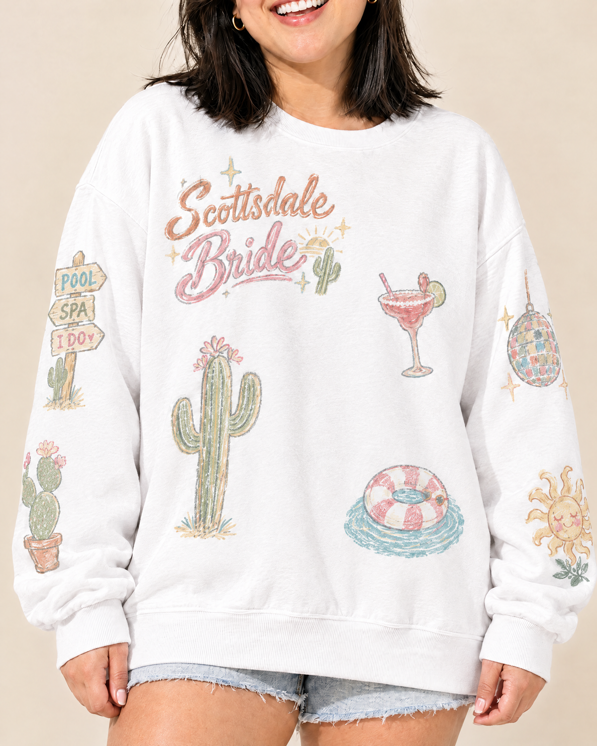 Scottsdale Bride Doodles Sweatshirt, close-up