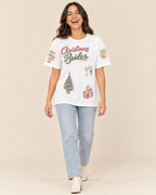 Christmas Bride Doodles T-shirt, full length