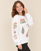Merry and Engaged Doodles Sweatshirt, three-quarter view with sleeve