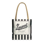 Lassoed For Life striped tote bag, Black