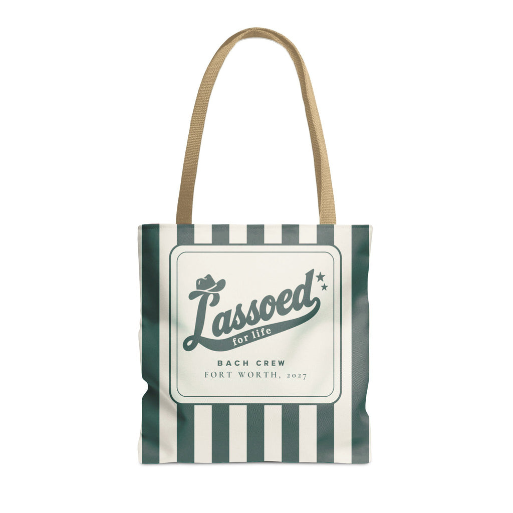 Lassoed For Life striped tote bag, Blue Spruce