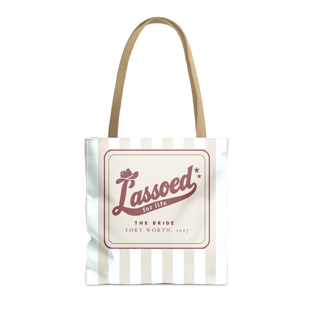 Lassoed For Life striped tote bag, Bride