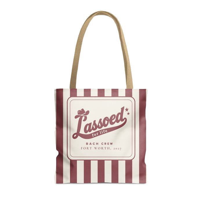 Lassoed For Life striped tote bag, Chili