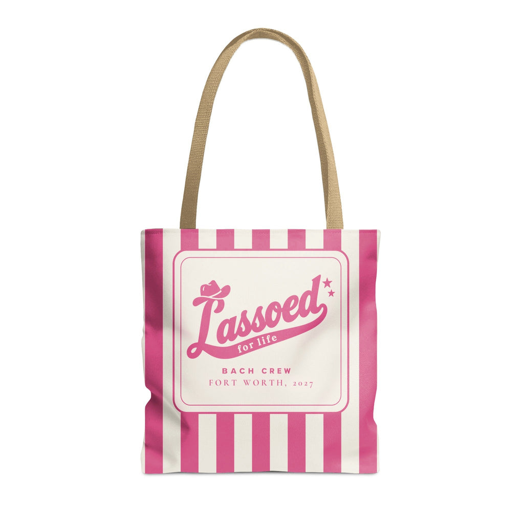 Lassoed For Life striped tote bag, Crunchberry