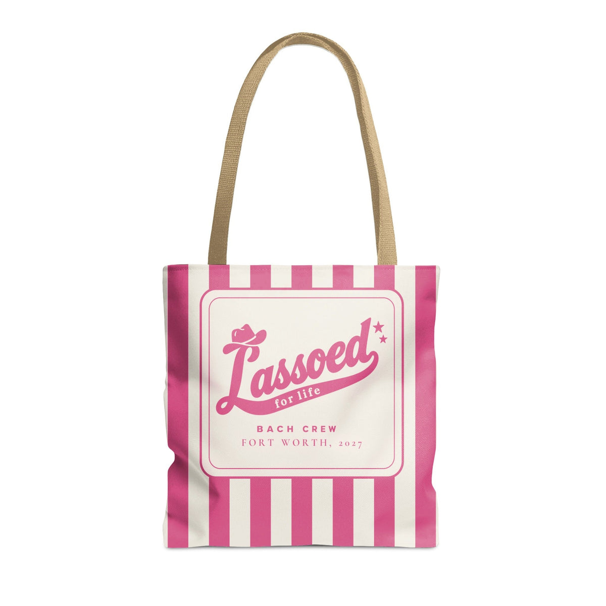 Lassoed For Life striped tote bag, Crunchberry