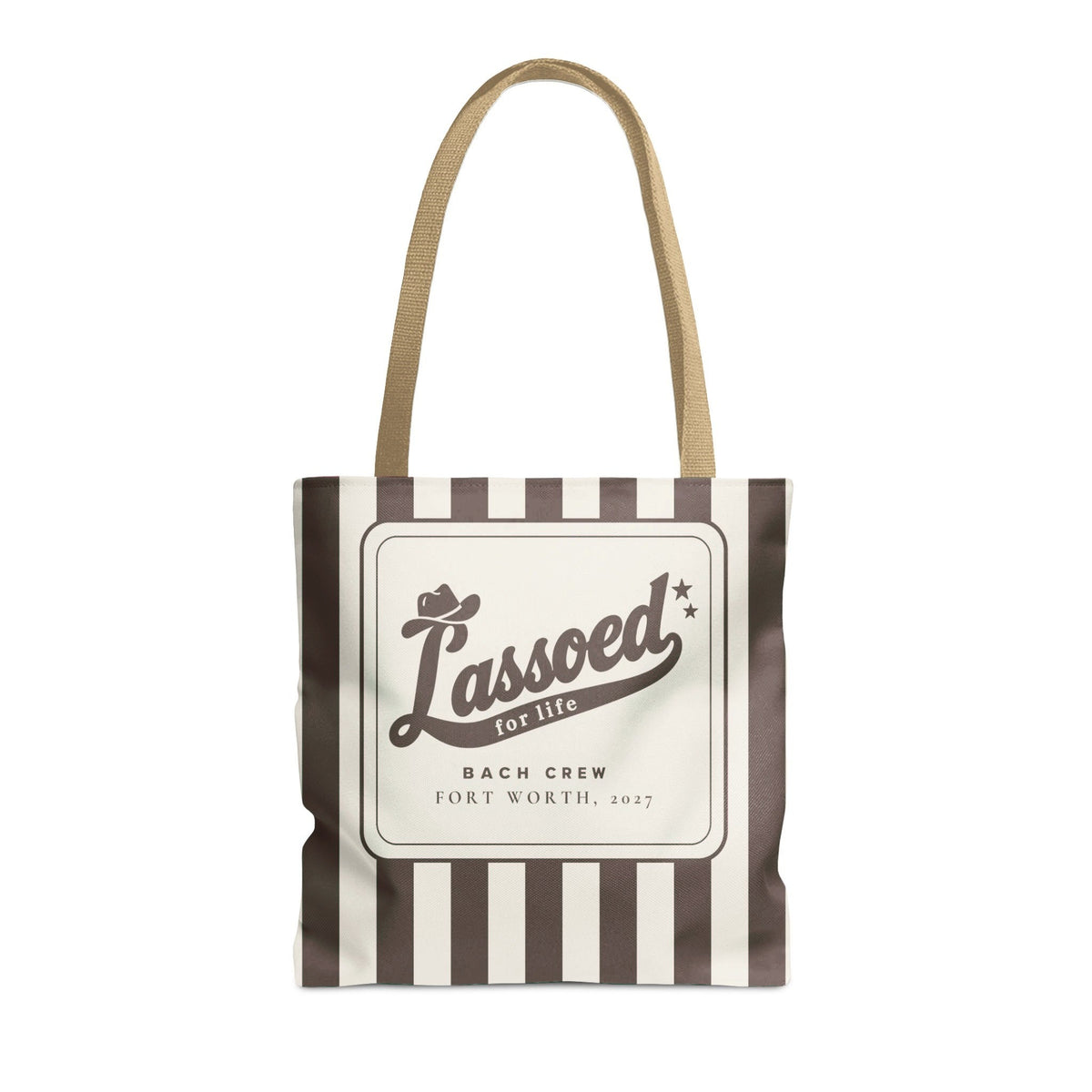 Lassoed For Life striped tote bag, Espresso