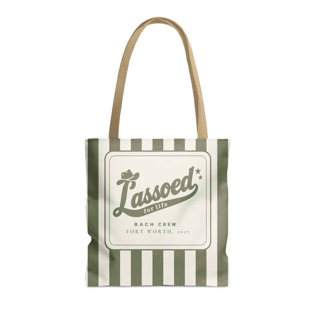 Lassoed For Life striped tote bag, Moss