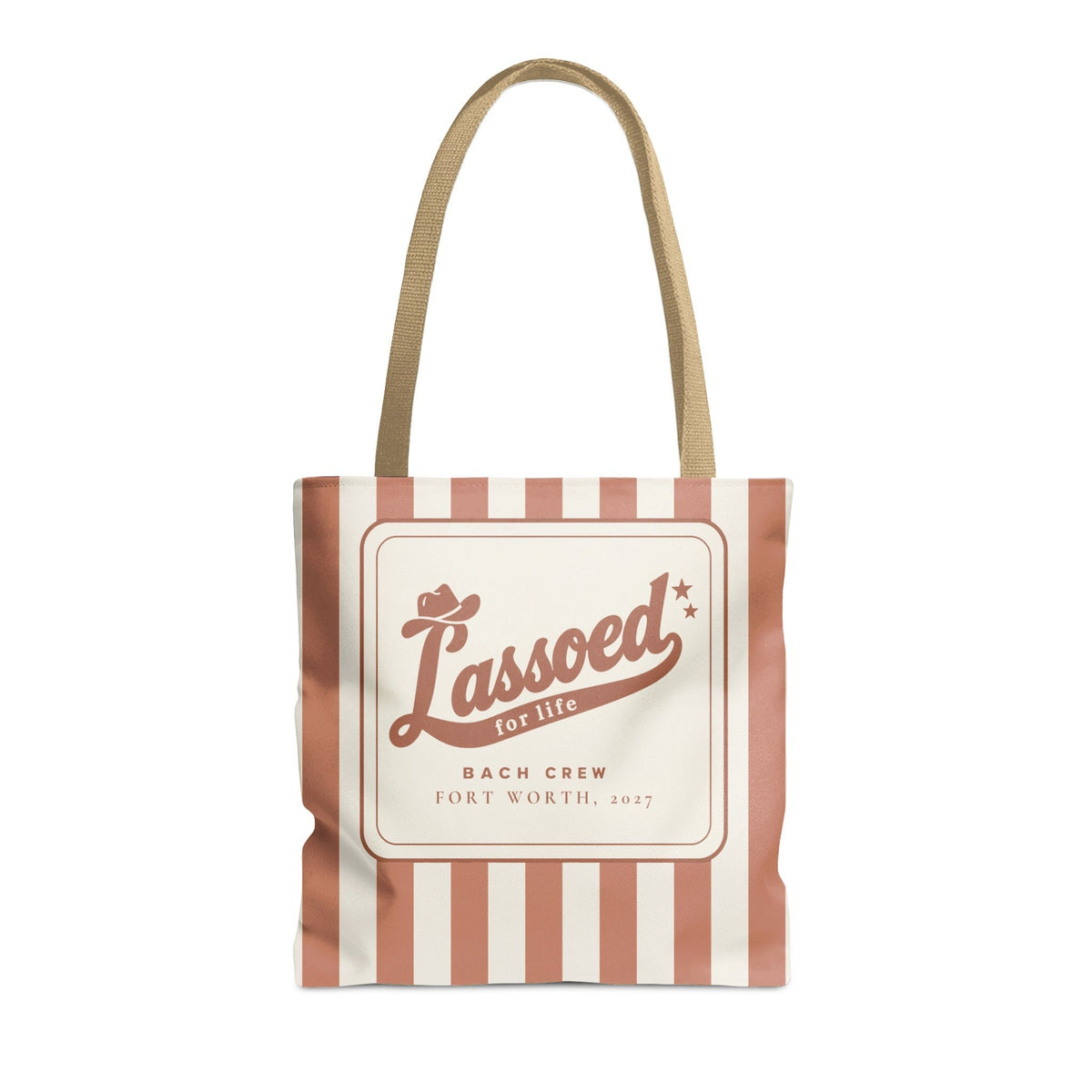 Lassoed For Life striped tote bag, Terracotta