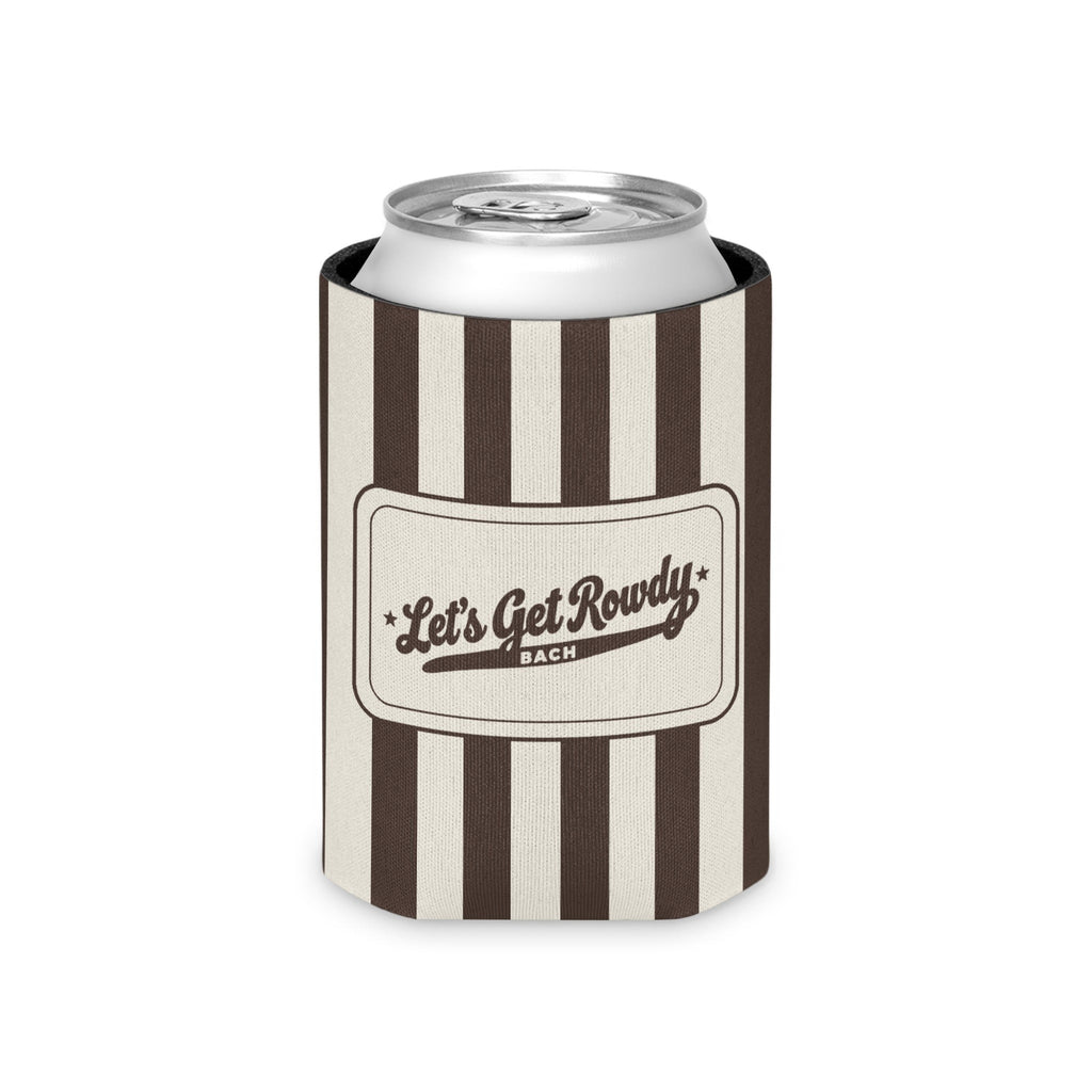 Let's Get Rowdy striped can cooler, Espresso