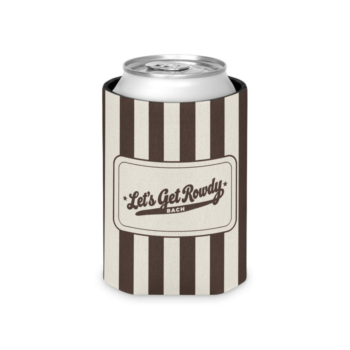 Let's Get Rowdy striped can cooler, Espresso