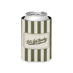 Let's Get Rowdy striped can cooler, Moss