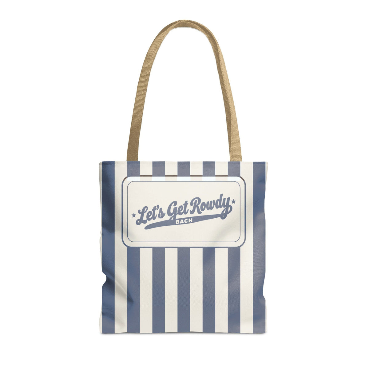 Let's Get Rowdy striped tote bag, Blue Jean
