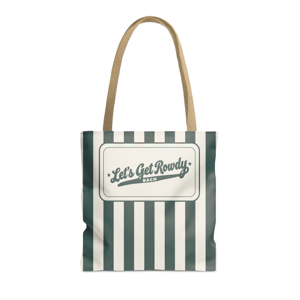 Let's Get Rowdy striped tote bag, Blue Spruce