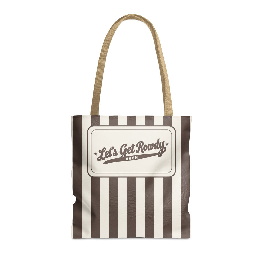 Let's Get Rowdy striped tote bag, Espresso