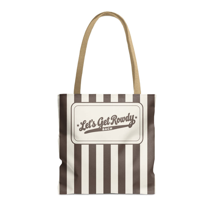 Let's Get Rowdy striped tote bag, Espresso