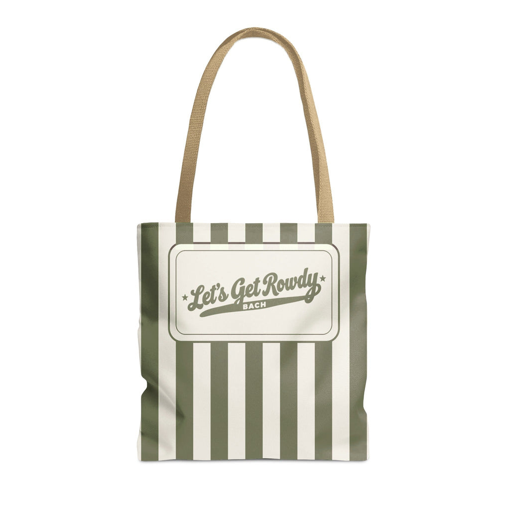 Let's Get Rowdy striped tote bag, Moss