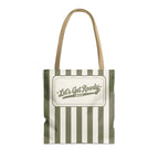 Let's Get Rowdy striped tote bag, Moss