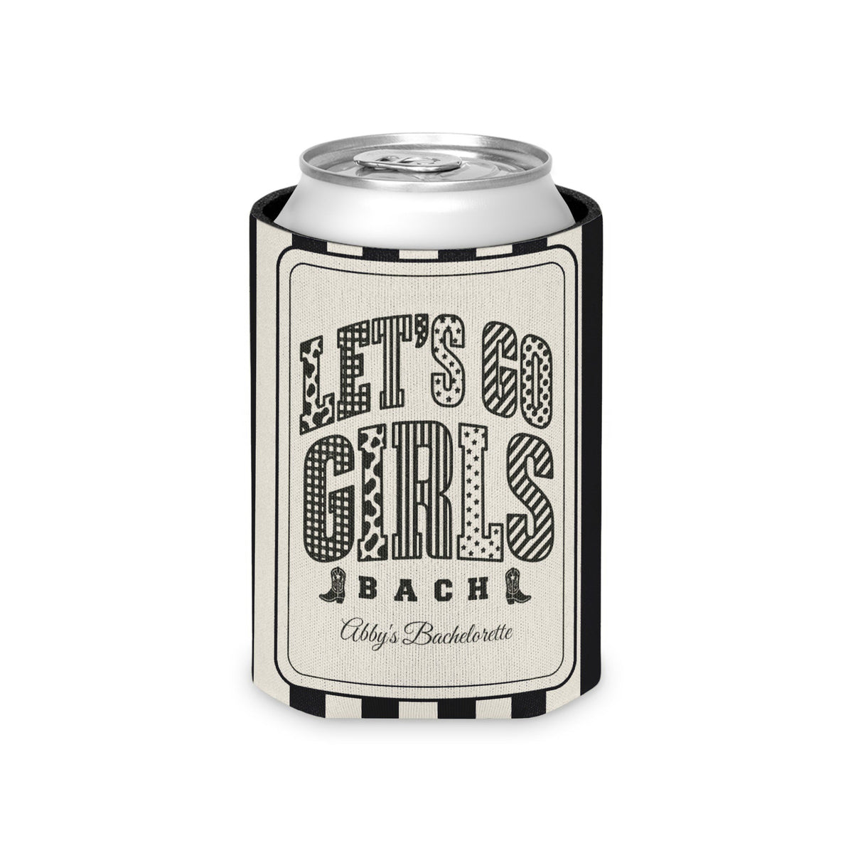 Let's Go Girls striped can cooler, Black
