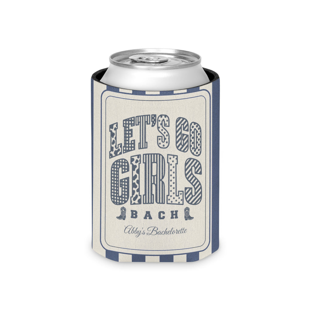 Let's Go Girls striped can cooler, Blue Jean