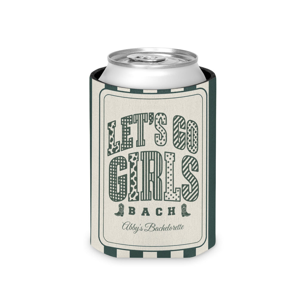 Let's Go Girls striped can cooler, Blue Spruce