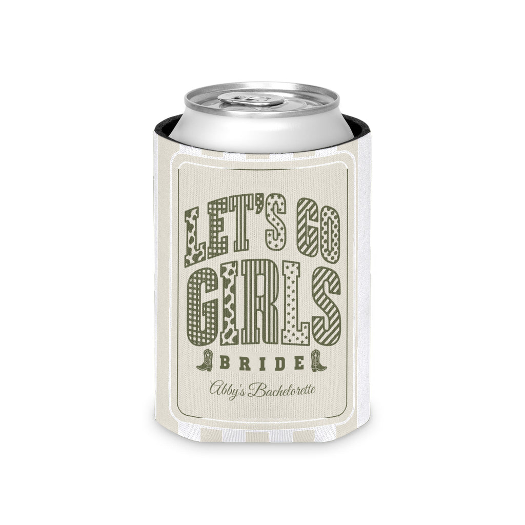 Let's Go Girls striped can cooler, Bride