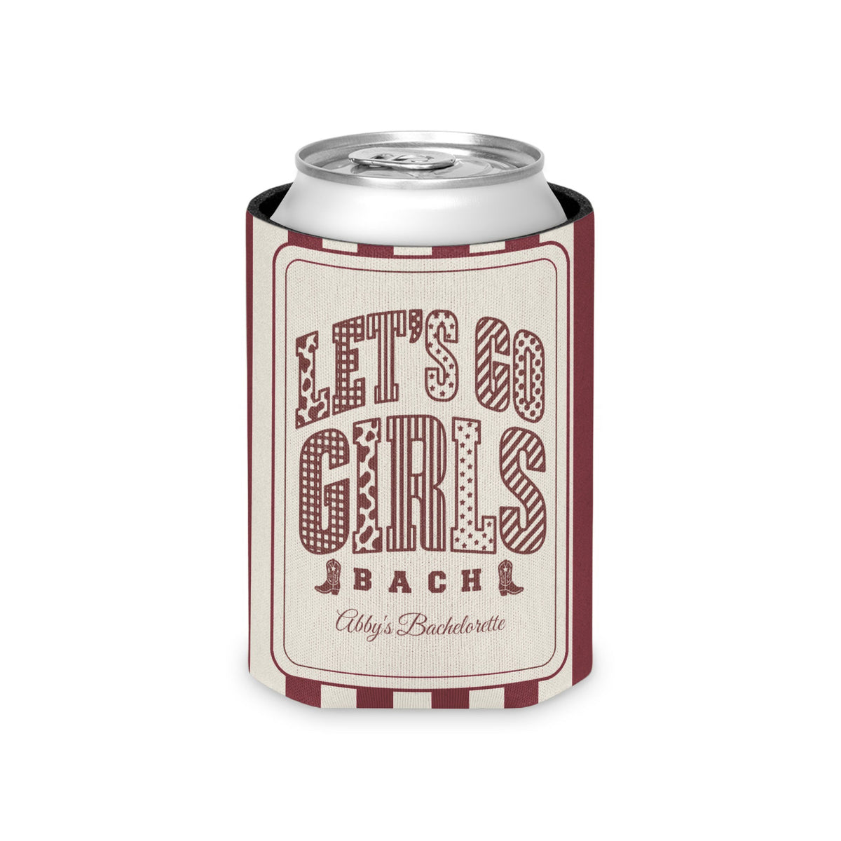 Let's Go Girls striped can cooler, Chili