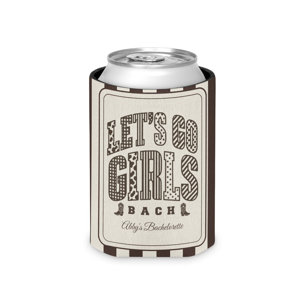 Let's Go Girls striped can cooler, Espresso