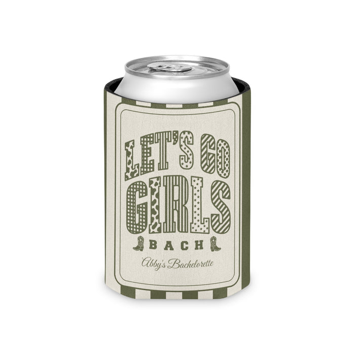 Let's Go Girls striped can cooler, Moss