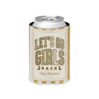 Let's Go Girls striped can cooler, Mustard