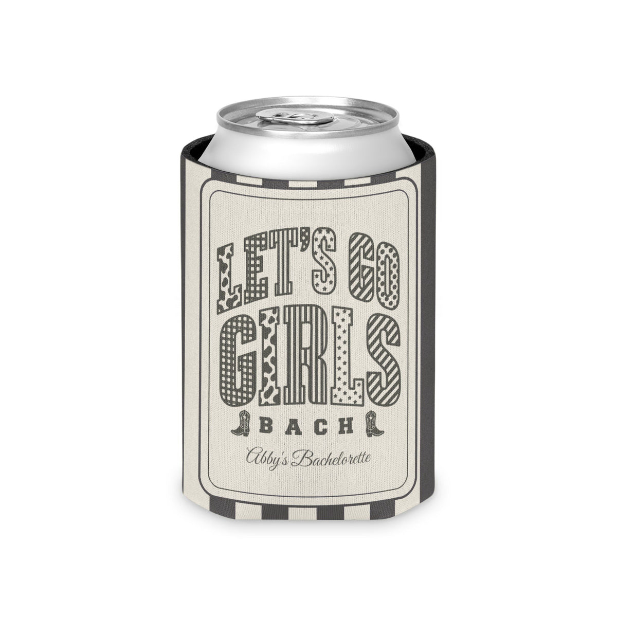 Let's Go Girls striped can cooler, Pepper