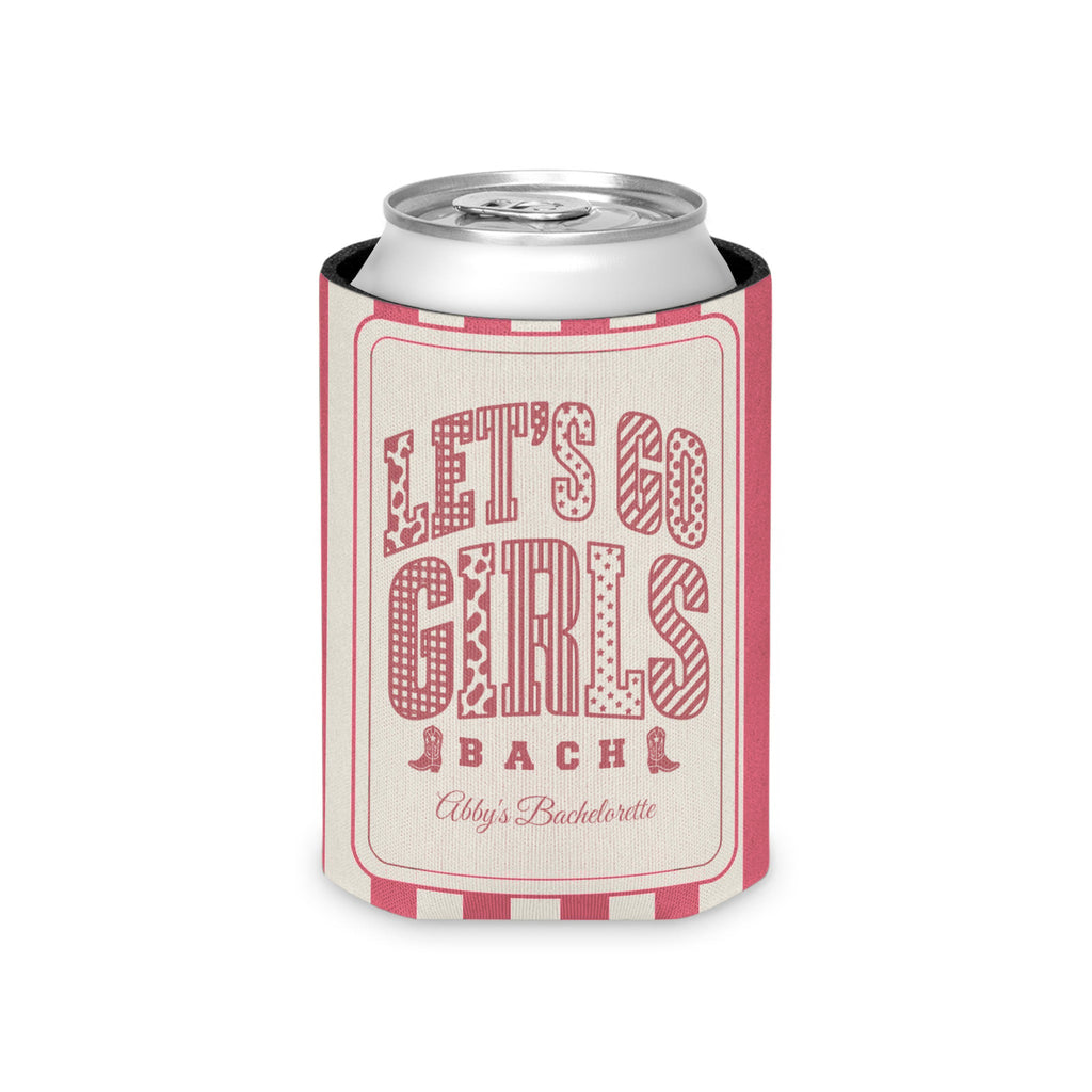 Let's Go Girls striped can cooler, Watermelon