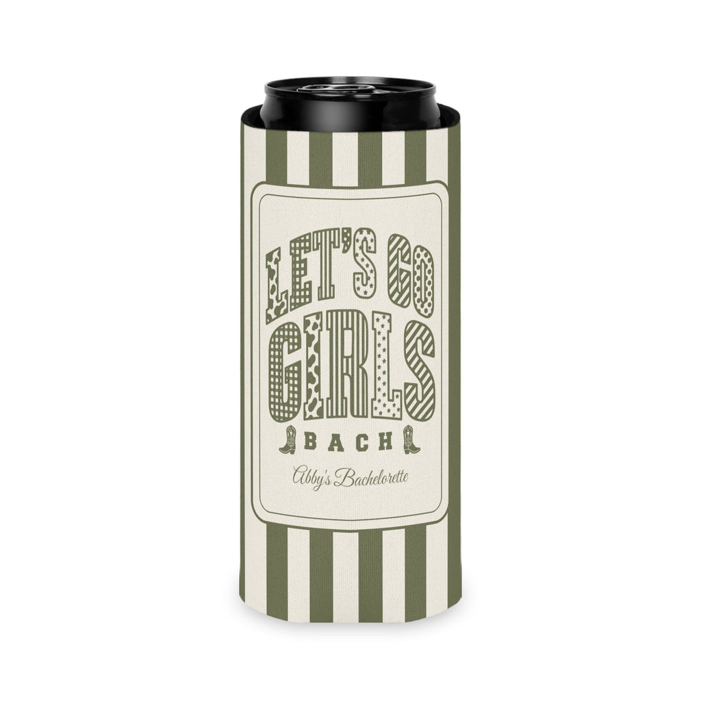 Let's Go Girls slim can cooler for tall seltzer cans, Moss