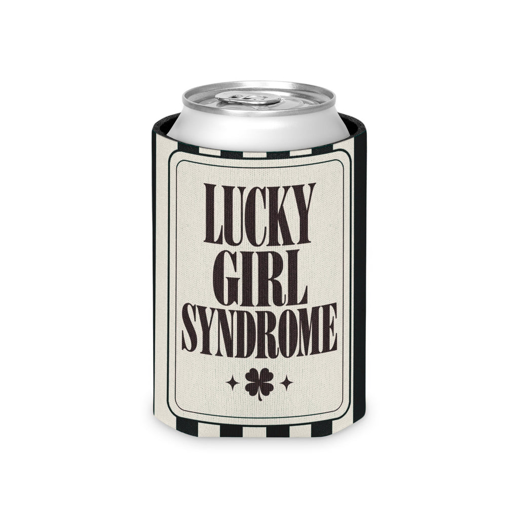 Lucky Bride Syndrome striped can cooler, Black