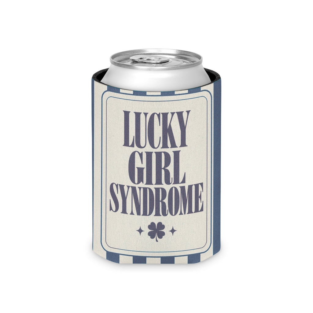 Lucky Bride Syndrome striped can cooler, Blue Jean