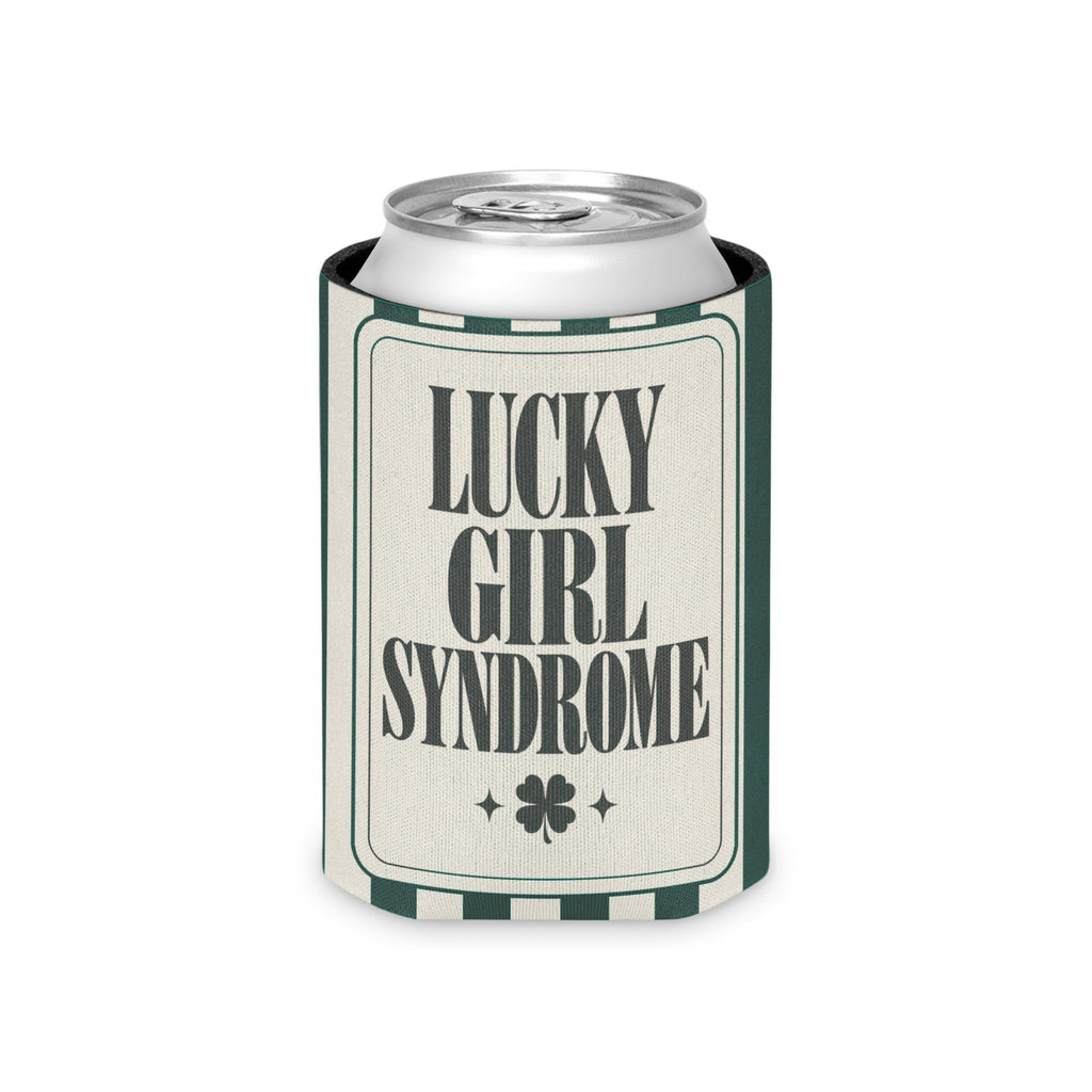 Lucky Bride Syndrome striped can cooler, Blue Spruce