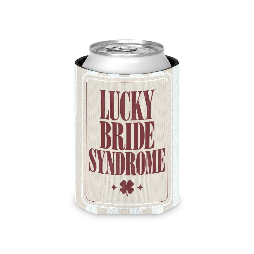 Lucky Bride Syndrome striped can cooler, Bride