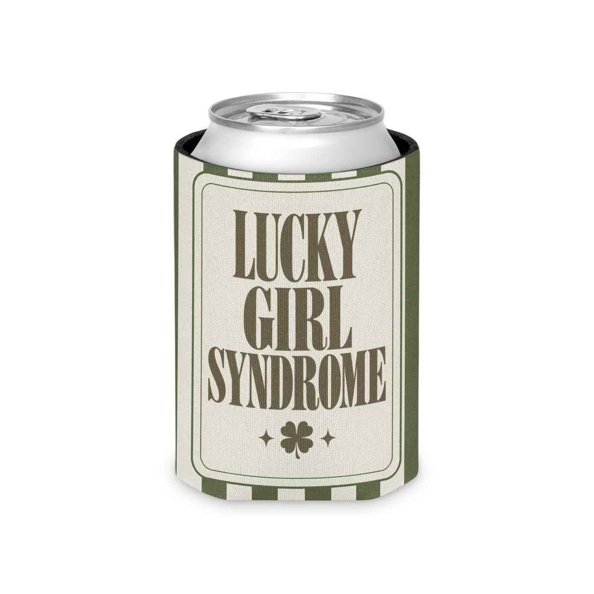 Lucky Bride Syndrome striped can cooler, Moss