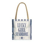 Lucky Bride Syndrome striped tote bag, Blue Jean