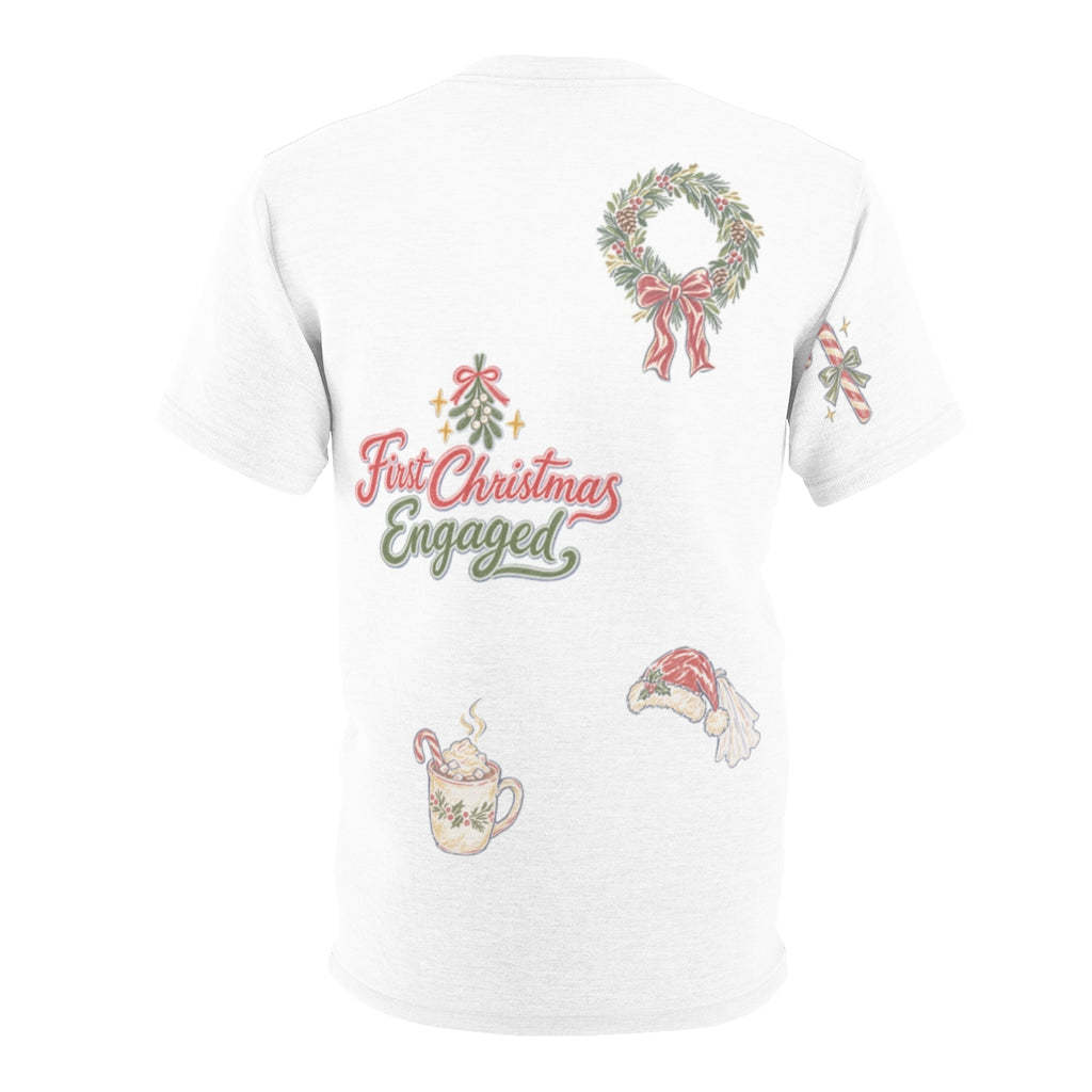 Merry and Engaged Doodles T-shirt, flat back