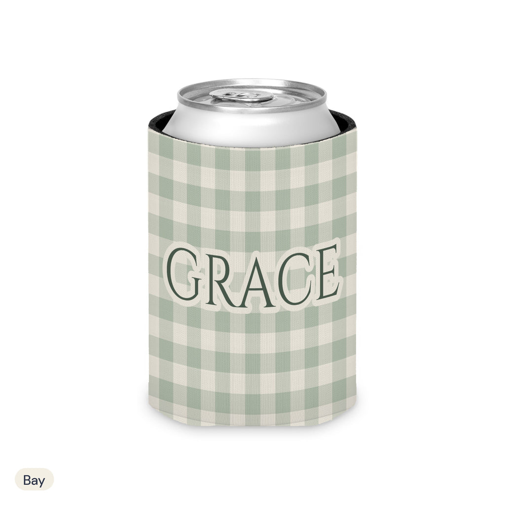 Custom name can cooler, Gingham, Regular, Bay