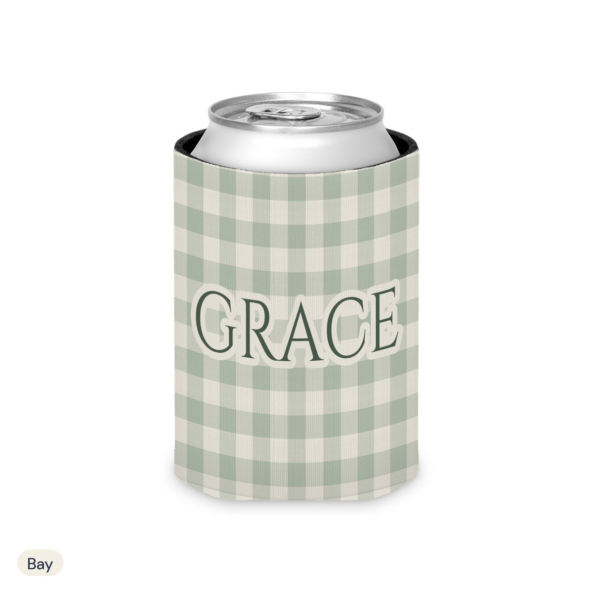 Custom name can cooler, Gingham, Regular, Bay