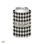 Custom name can cooler, Gingham, Regular, Black