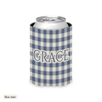 Custom name can cooler, Gingham, Regular, Blue Jean