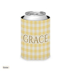 Custom name can cooler, Gingham, Regular, Butter