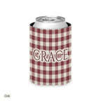 Custom name can cooler, Gingham, Regular, Chili