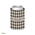Custom name can cooler, Gingham, Regular, Espresso