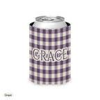 Custom name can cooler, Gingham, Regular, Grape
