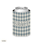 Custom name can cooler, Gingham, Regular, Ice Blue